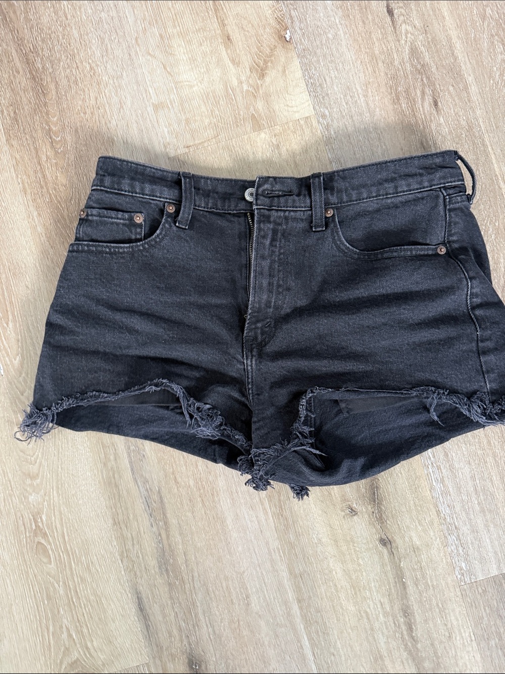 Abercrombie & Fitch Black Distressed Denim Shorts